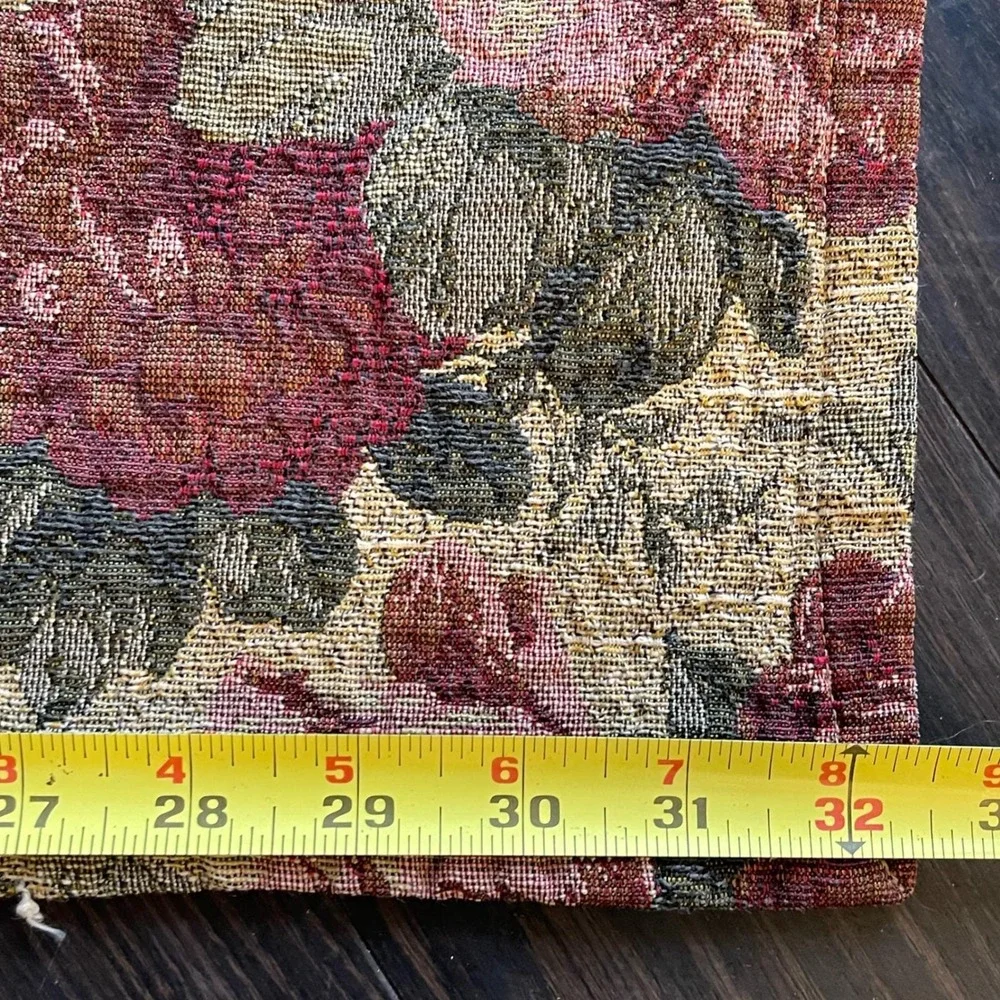 Tapestry Tablecloth Floral‎ Roses Burgundy Cream Beige Textured Square